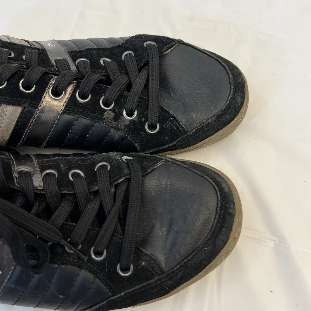 Steve Madden Mens Evrclear Leather Fashion Sneaker Shoe Sz 10 Black Gray Lace Up